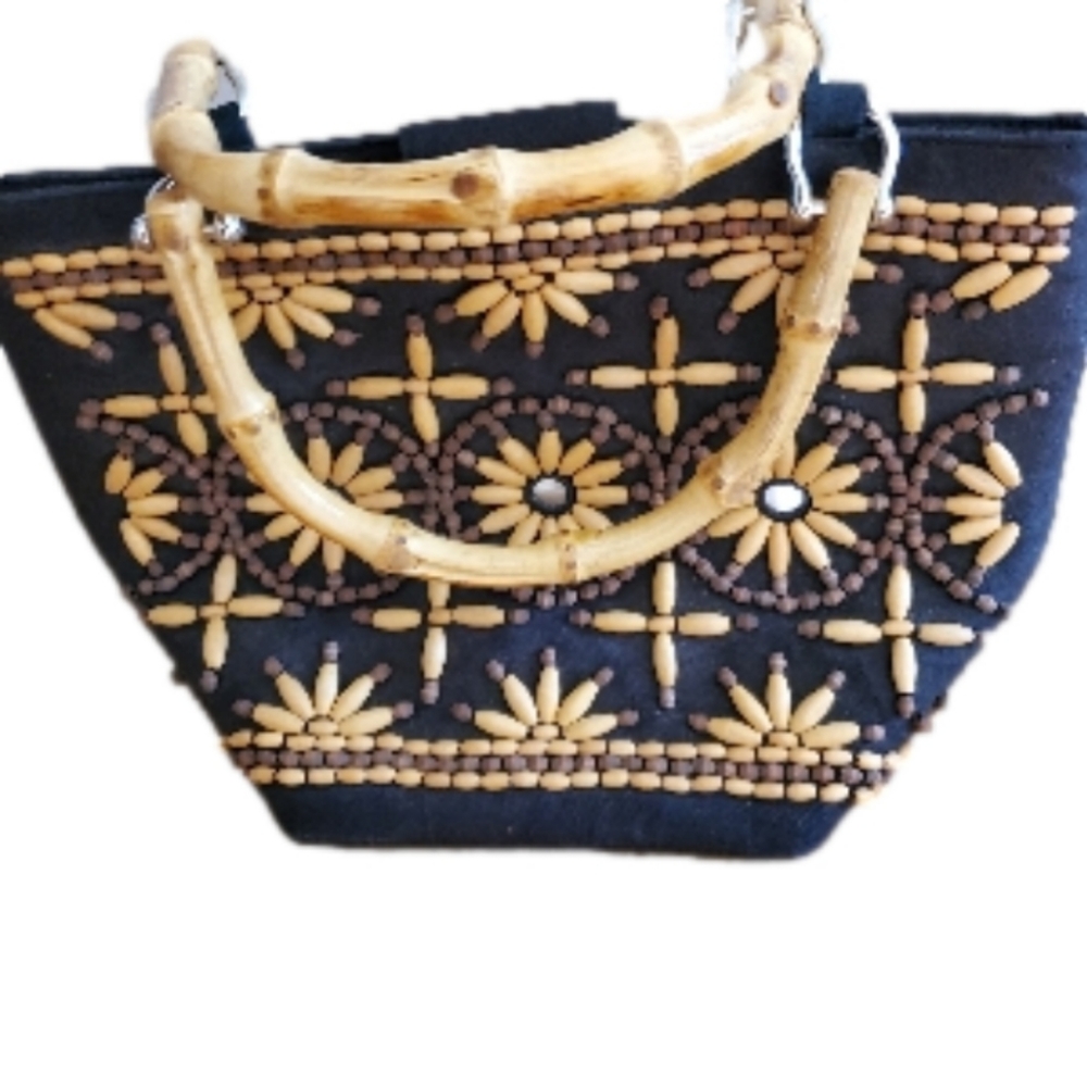 Talbots Bamboo handle, decorated purse / handbag. Vintage but never used NWOT